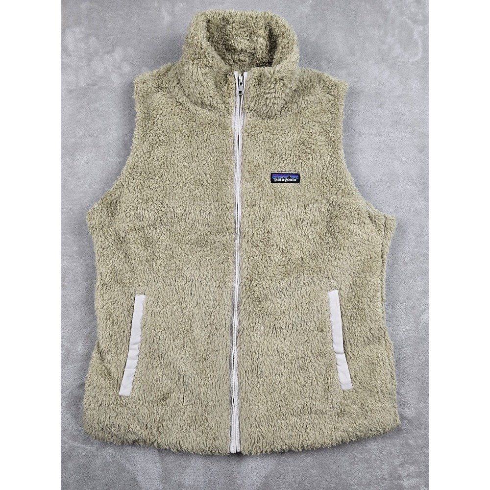 Patagonia Los Gatos Fleece Vest Womens L Khaki Full Zip‎ Lind Pile Soft 25216